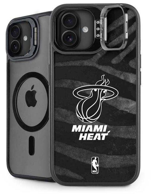 NBA Miami Heat Black Animal Print iPhone 16 Plus Kickstand Case