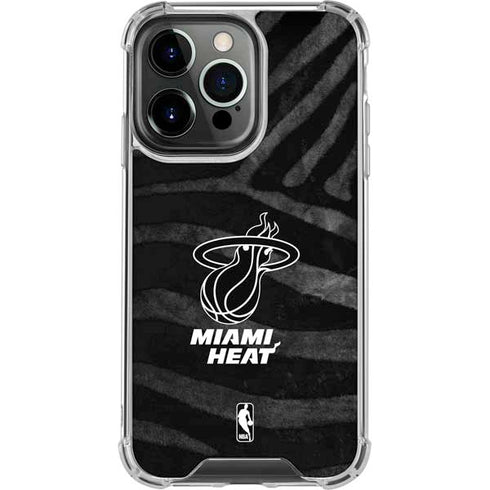 NBA Miami Heat Black Animal Print iPhone 16 Pro Clear Case