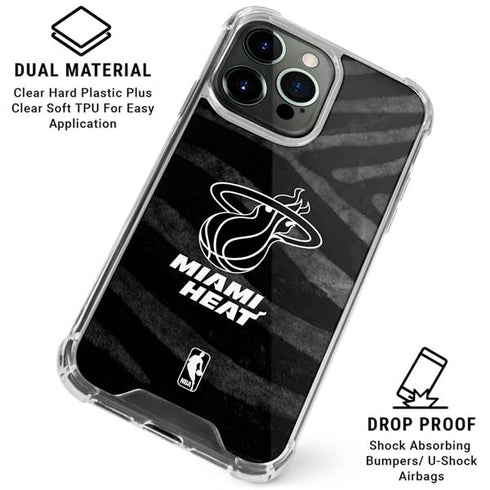 NBA Miami Heat Black Animal Print iPhone 16 Pro Clear Case