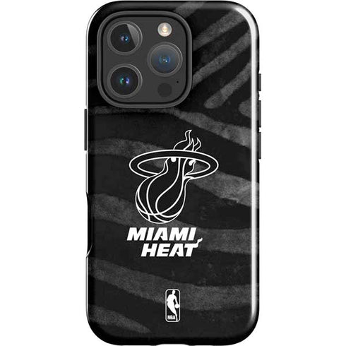 NBA Miami Heat Black Animal Print iPhone 16 Pro Impact Case