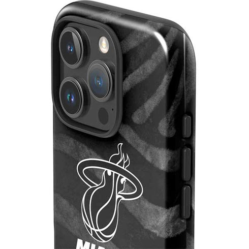 NBA Miami Heat Black Animal Print iPhone 16 Pro Impact Case