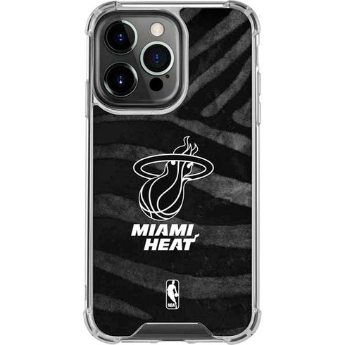 NBA Miami Heat Black Animal Print iPhone 16 Pro Max Clear Case