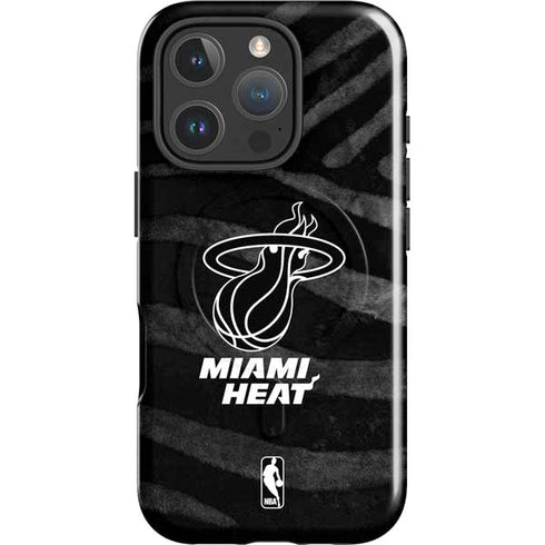 NBA Miami Heat Black Animal Print iPhone 16 Pro Max Magsafe Impact Case