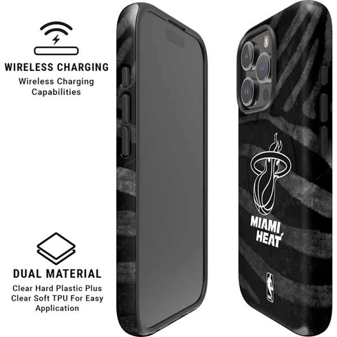 NBA Miami Heat Black Animal Print iPhone 16 Pro Max Magsafe Impact Case