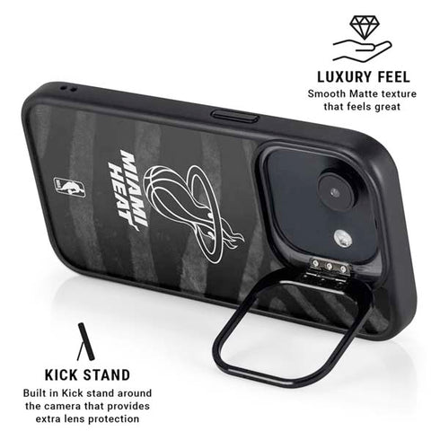 NBA Miami Heat Black Animal Print iPhone 16e Kickstand Case