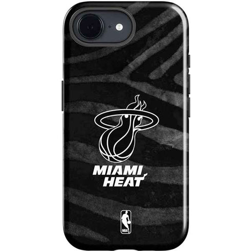 NBA Miami Heat Black Animal Print iPhone 16e Impact Case