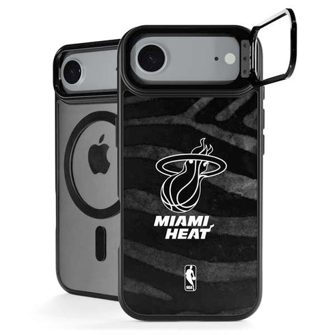 NBA Miami Heat Black Animal Print iPhone 17 Air Kickstand Case