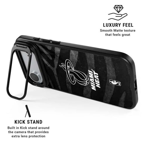 NBA Miami Heat Black Animal Print iPhone 17 Air Kickstand Case