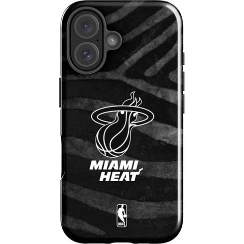 NBA Miami Heat Black Animal Print iPhone 17 Impact Case