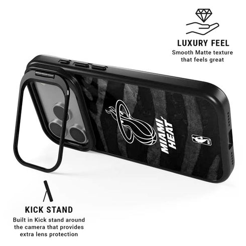 NBA Miami Heat Black Animal Print iPhone 17 Pro Kickstand Case