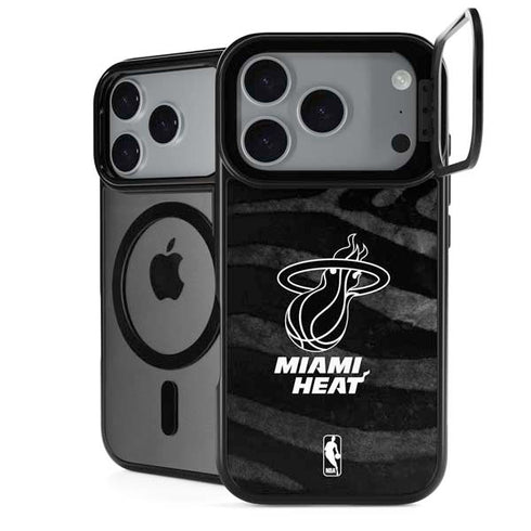 NBA Miami Heat Black Animal Print iPhone 17 Pro Max Kickstand Case