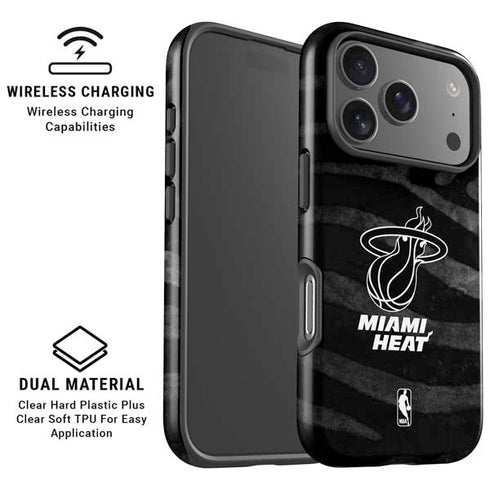 NBA Miami Heat Black Animal Print iPhone 17 Pro Max Magsafe Impact Case