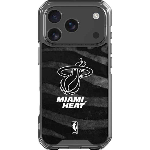 NBA Miami Heat Black Animal Print iPhone 18 Pro Clear Case