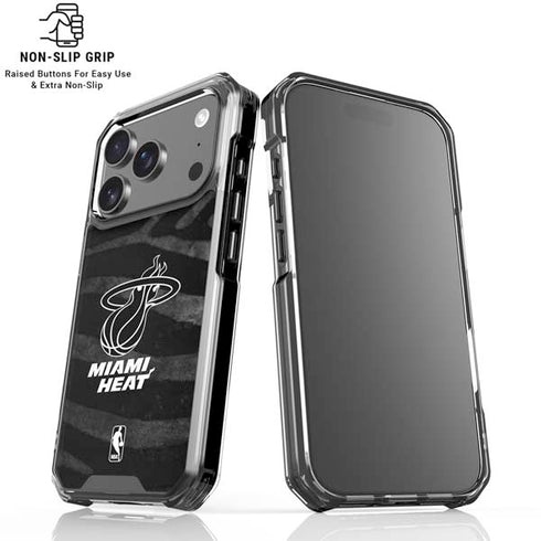 NBA Miami Heat Black Animal Print iPhone 18 Pro Clear Case