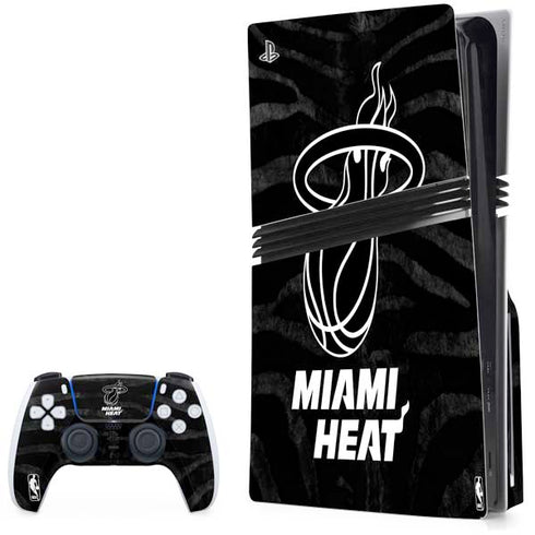 NBA Miami Heat Black Animal Print PS5 Pro Disk Bundle Skin
