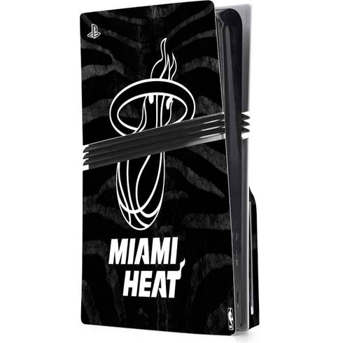 NBA Miami Heat Black Animal Print PS5 Pro Disk Console Skin
