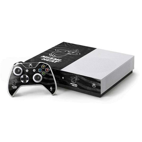 NBA Miami Heat Black Animal Print Xbox One S Console and Controller Bundle Skin