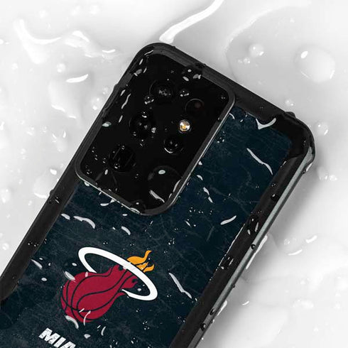 NBA Miami Heat Black Partial Logo Galaxy S24 Ultra Waterproof Case