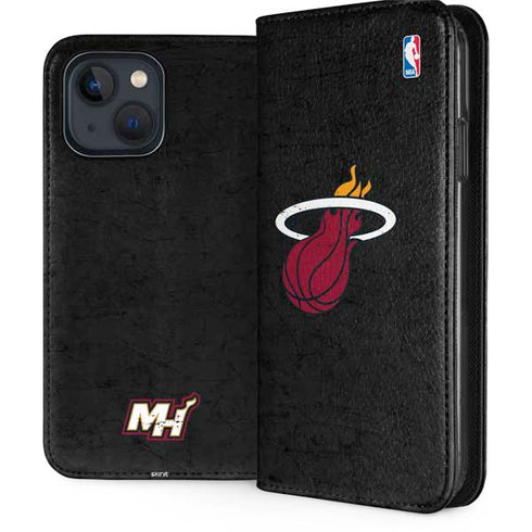 NBA Miami Heat Black Partial Logo iPhone 15 Plus Folio Case
