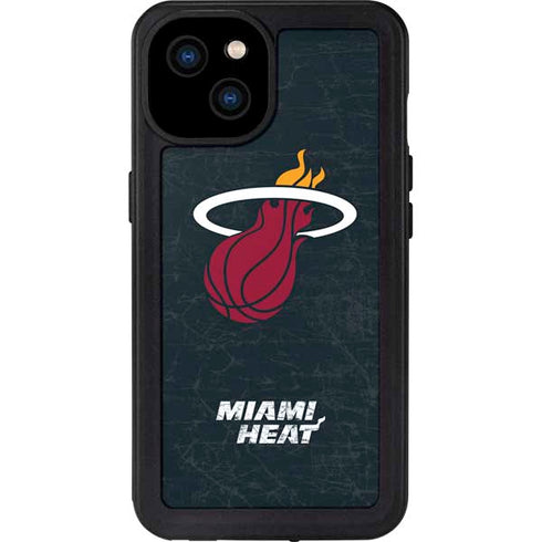 NBA Miami Heat Black Partial Logo iPhone 15 Plus Waterproof Case