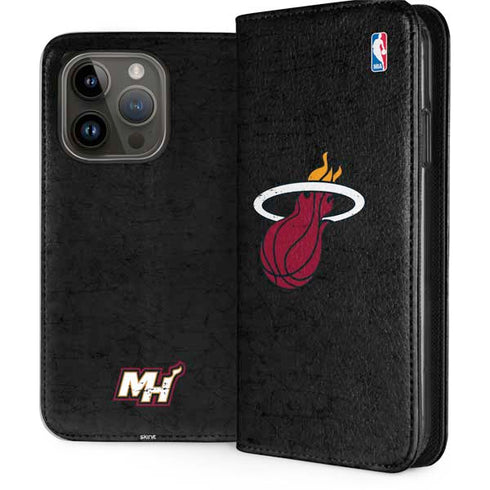 NBA Miami Heat Black Partial Logo iPhone 15 Pro Folio Case