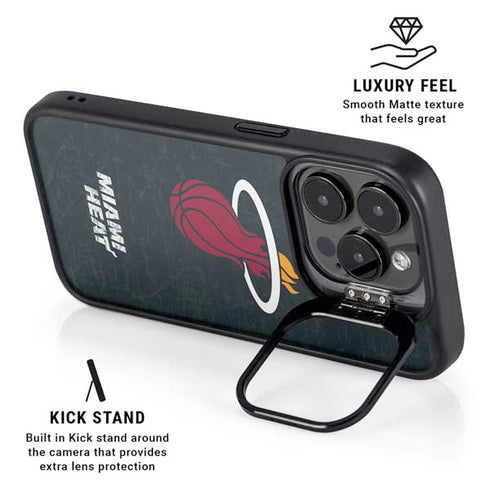 NBA Miami Heat Black Partial Logo iPhone 15 Pro Kickstand Case