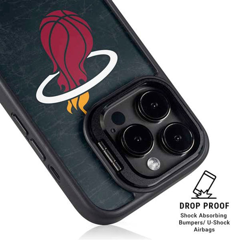 NBA Miami Heat Black Partial Logo iPhone 15 Pro Kickstand Case