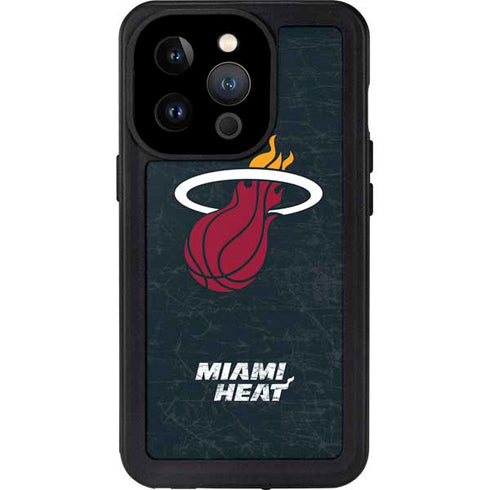 NBA Miami Heat Black Partial Logo iPhone 15 Pro Waterproof Case