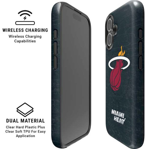 NBA Miami Heat Black Partial Logo iPhone 16 Magsafe Impact Case