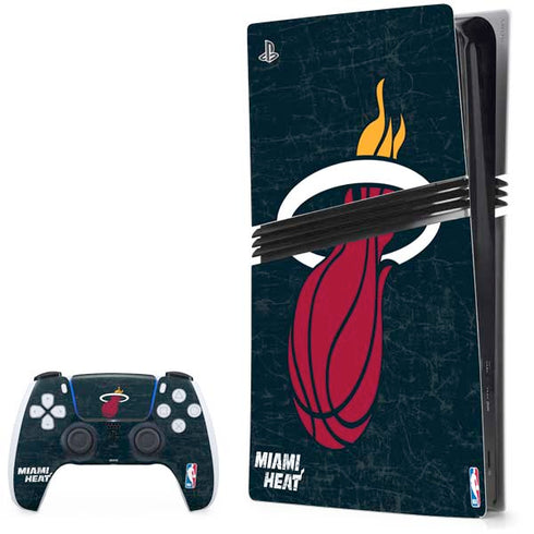 NBA Miami Heat Black Partial Logo PS5 Pro Bundle Skin