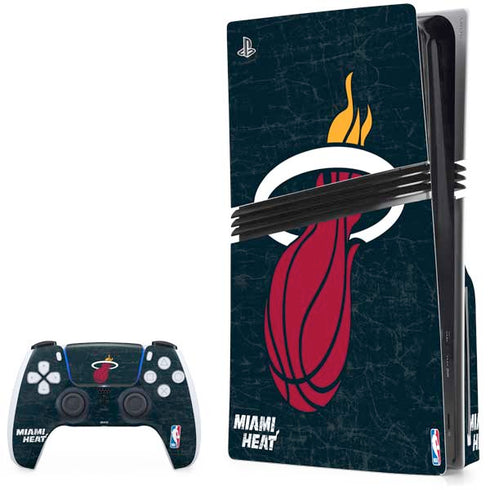 NBA Miami Heat Black Partial Logo PS5 Pro Disk Bundle Skin