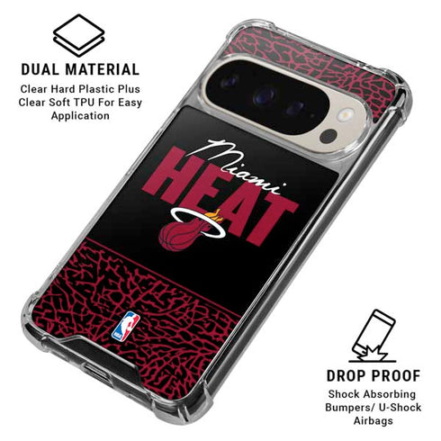 NBA Miami Heat Elephant Print Pixel 9 Pro XL Clear Case