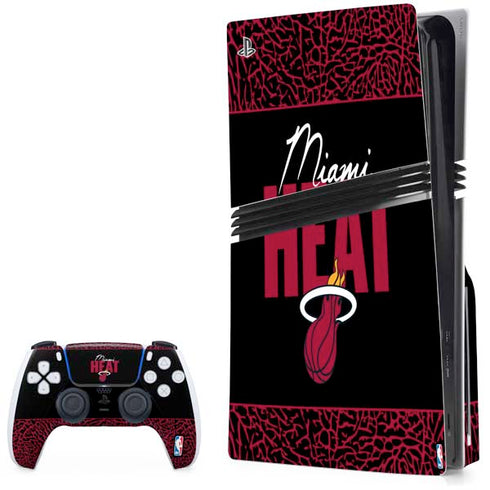 NBA Miami Heat Elephant Print PS5 Pro Disk Bundle Skin