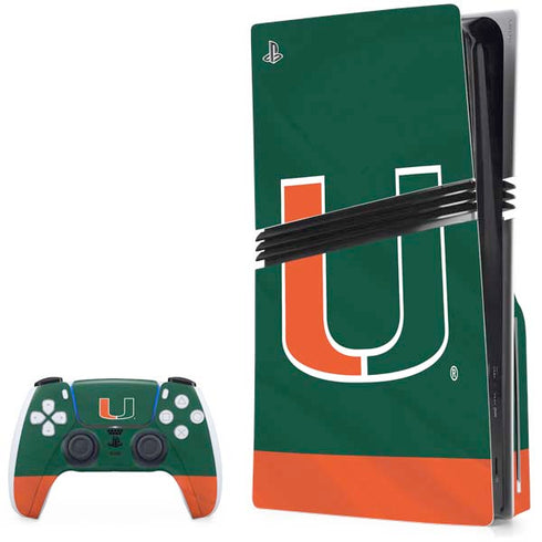 University of Miami Hurricanes Flag PS5 Pro Disk Bundle Skin