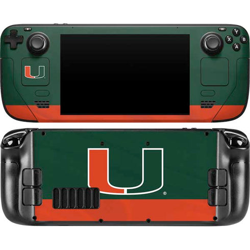 University of Miami Hurricanes Flag Steam Deck Handheld Gaming Computer Skin