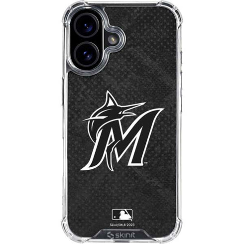 MLB Miami Marlins Dark Wash iPhone 16 Clear Case