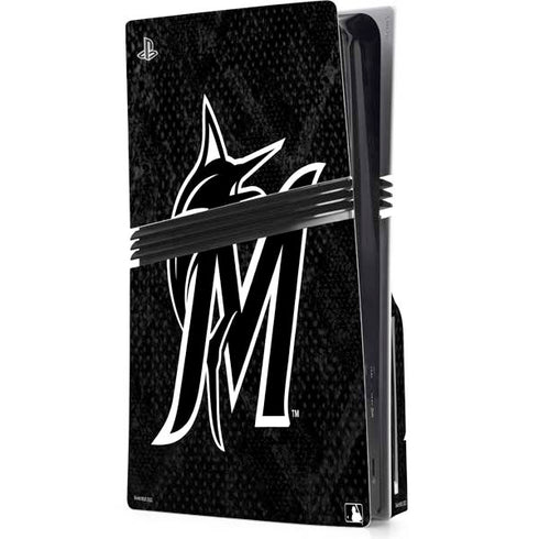 MLB Miami Marlins Dark Wash PS5 Pro Disk Console Skin