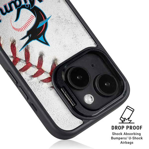 MLB Miami Marlins Game Ball iPhone 15 Kickstand Case