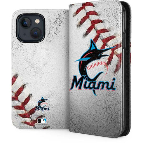 MLB Miami Marlins Game Ball iPhone 15 Plus Folio Case