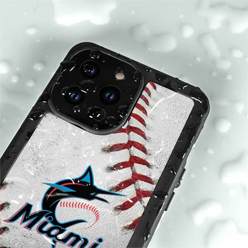 MLB Miami Marlins Game Ball iPhone 15 Pro Waterproof Case