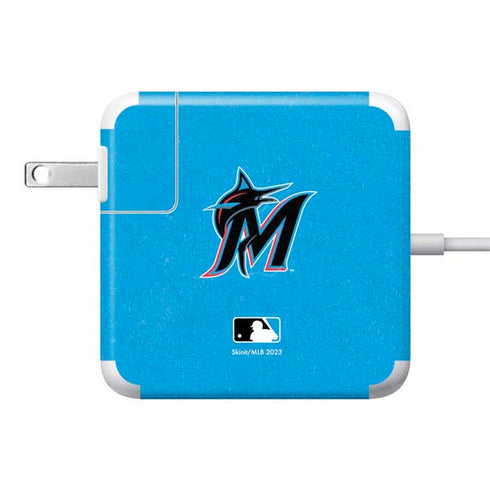 MLB Miami Marlins Solid Distressed 85W Power Adapter (15 and 17 inch MacBook Pro Charger) Skin