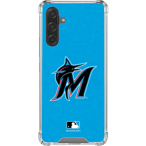 MLB Miami Marlins Solid Distressed Galaxy A17 Clear Case