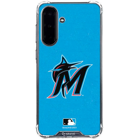 MLB Miami Marlins Solid Distressed Galaxy A36 5G Clear Case