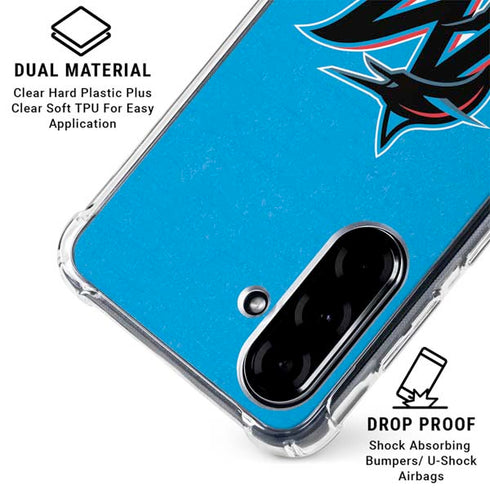 MLB Miami Marlins Solid Distressed Galaxy A36 5G Clear Case