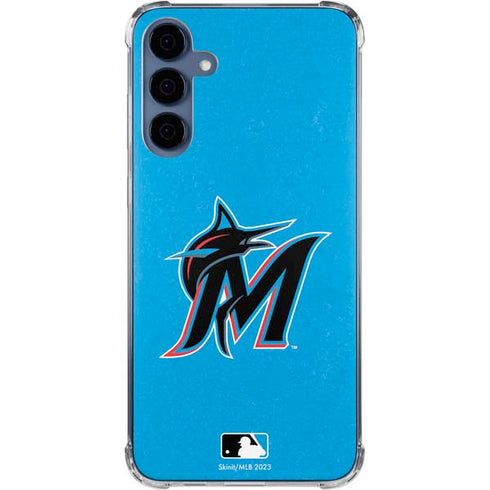 MLB Miami Marlins Solid Distressed Galaxy A55 5G Clear Case
