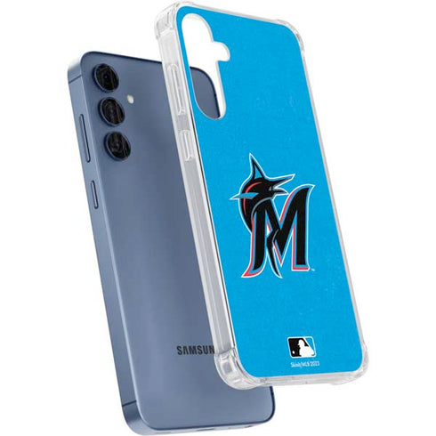 MLB Miami Marlins Solid Distressed Galaxy A55 5G Clear Case