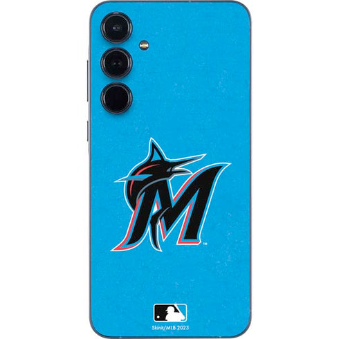 MLB Miami Marlins Solid Distressed Galaxy A55 5G Skin