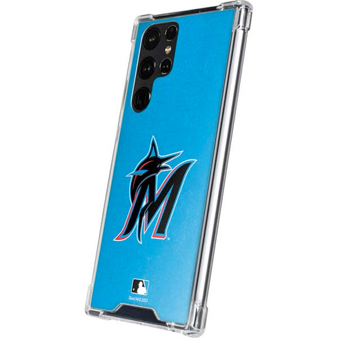 MLB Miami Marlins Solid Distressed Galaxy S23 Ultra Clear Case