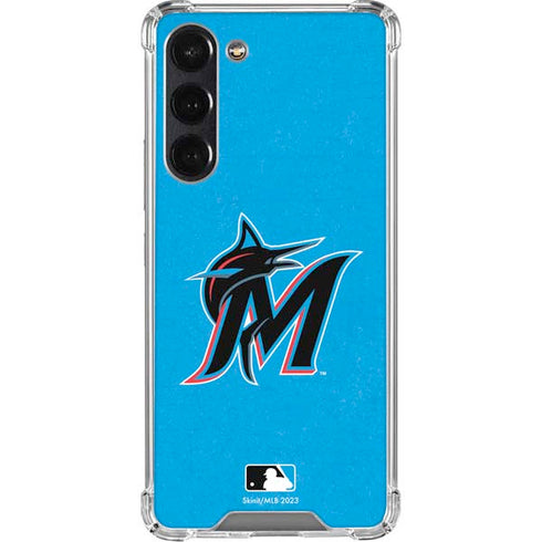 MLB Miami Marlins Solid Distressed Galaxy S24 FE Clear Case