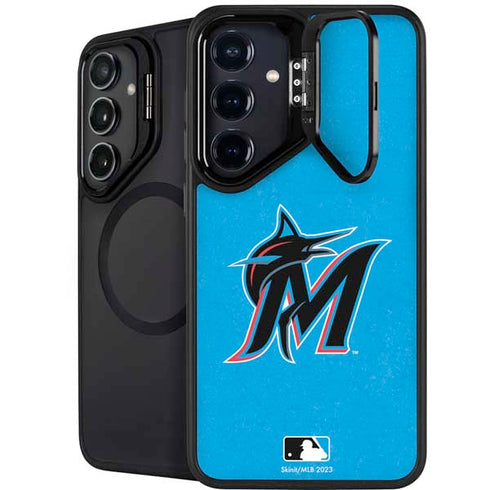 MLB Miami Marlins Solid Distressed Galaxy S24 FE Kickstand Case